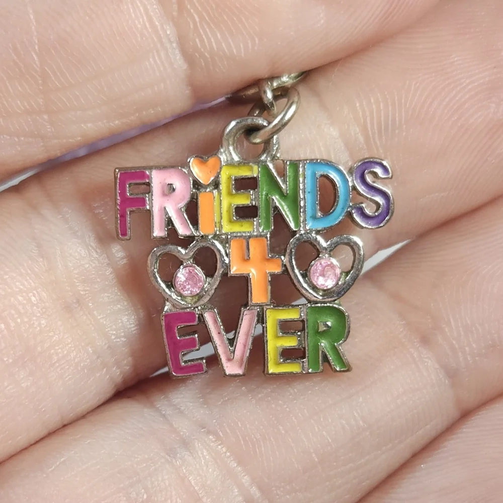 Vintage Rainbow Colors Friends 4 Ever Crystal Pendant Charm Jewelry Making - Picture 8 of 8